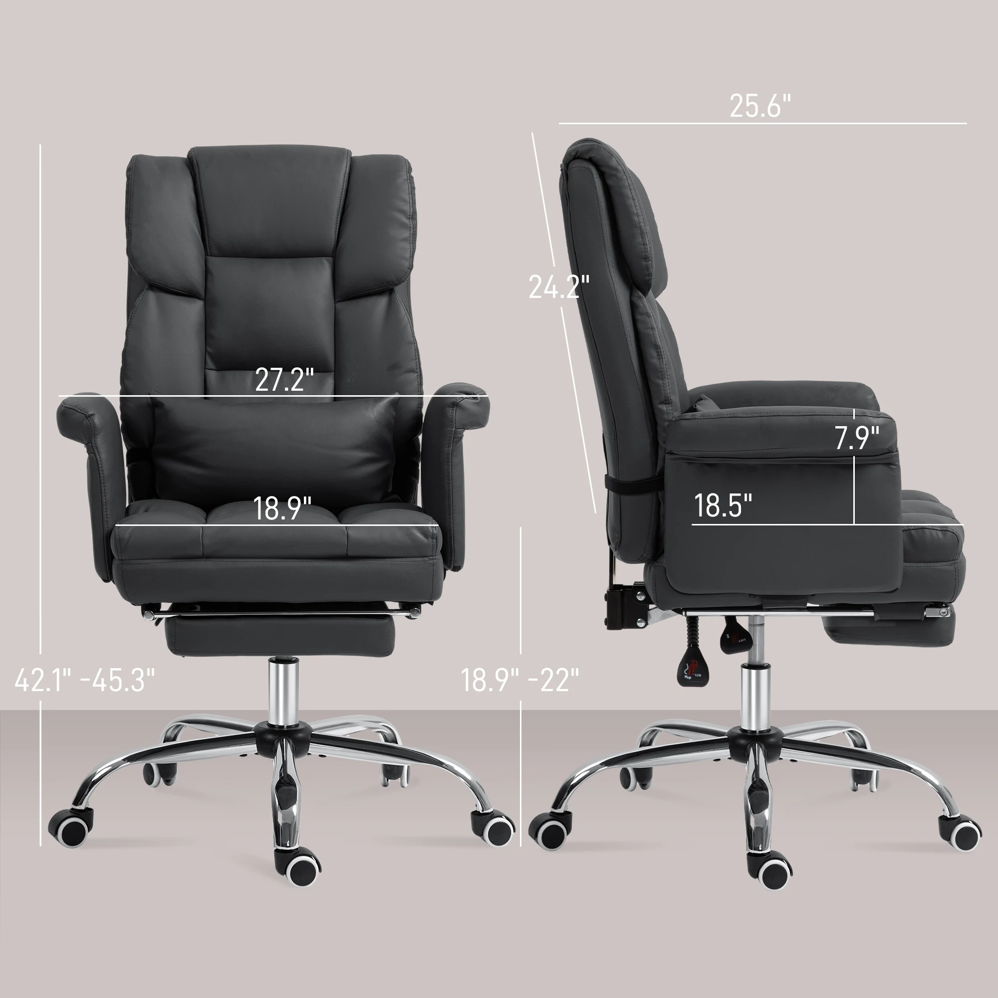 Homcom Executive Office Chair with Footrest and Lumbar Support, Black 3