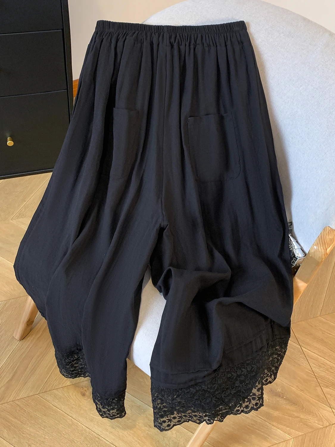 Comfortable Casual Cotton Blend Wide Leg Pants Women's Elastic Waist Floral  Pants Summer 2025 New Sle Versatile  ...