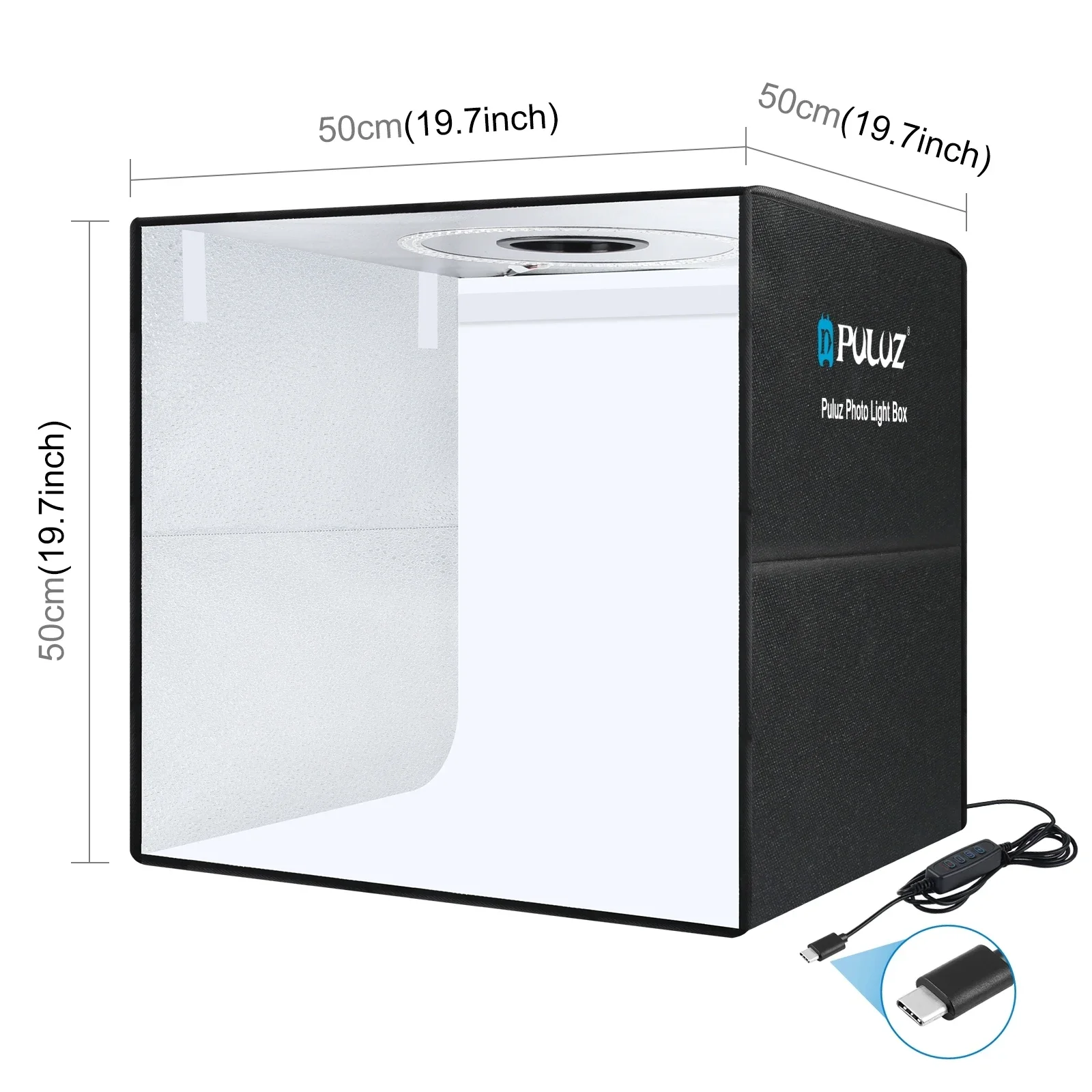 Puluz 撮影ボックス 50cm 写真用ライトボックス Type-C/ 3色（ Amazon | PULUZ 50cm 撮影ボックス 撮影box 50cm 3色温度/10段階