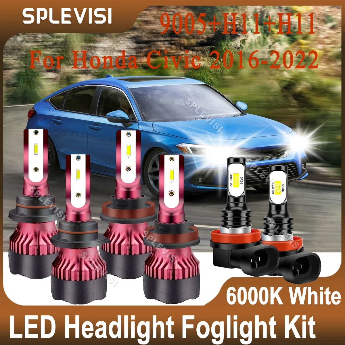 

48000LM Bright White LED Headlight Foglight Kit For Honda Civic 2016 2017 2018 2019 2020 2021 2022 Conversion 9005/HB3 H11 H11