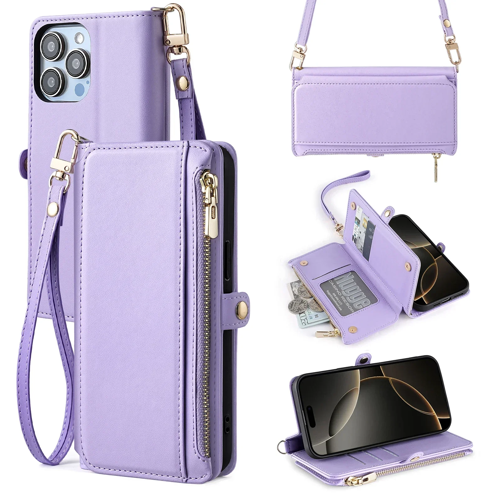 غطاء جلدي قابل للطي مع حامل متعدد الأغراض لهاتف هو...