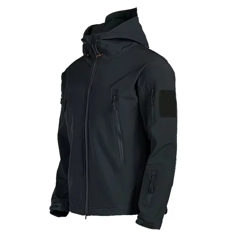 thumbnail image 1 of Chaquetas militares al aire libre para hombres, piel de tiburón, carcasa suave, cortavientos táctico impermeable, chaqueta de combate del ejército, abrigos Bomber con capucha para hombres, 1 of 4