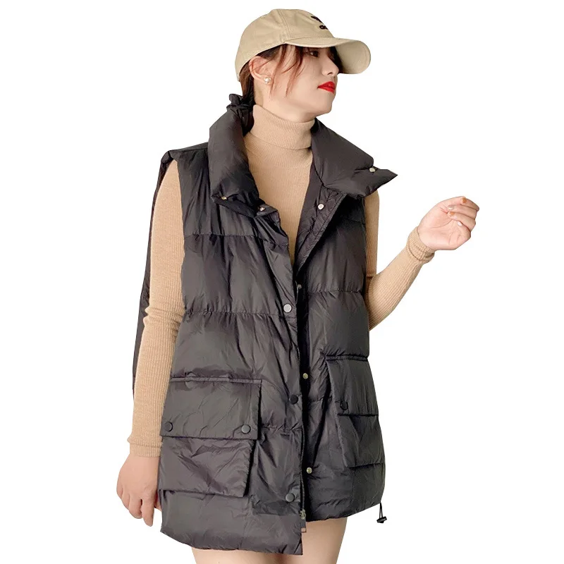 2023 autumn and winter large size white duck down jacket stand collar vest fashion loose women casual sleeveless outdoor coat