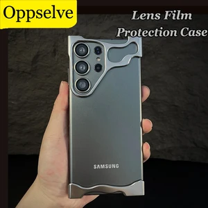 Durable Borderless Smartphone Lens Film Protective Bumper Cover Aluminum Alloy Metal Frame Case For Samsung S23 S24 Ultra Plus