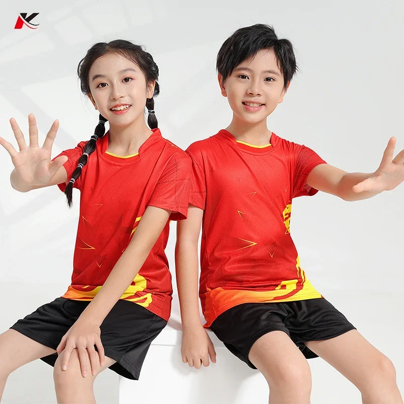 Men's Quick Dry Short-Sleeved Fitness Running Kids Women Round Neck T-Shirt Tennis Training Clothes Badminton Sports Shirt GJ285