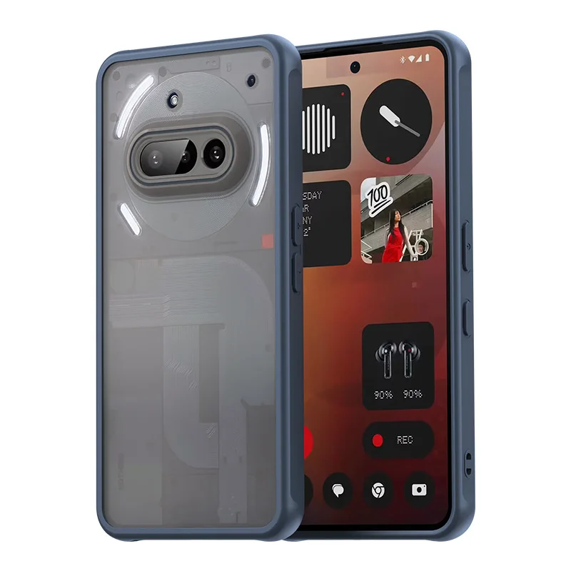 Matte Shockproof Phone Case with Translucent Soft Frame and Camera Lens Protection Cover