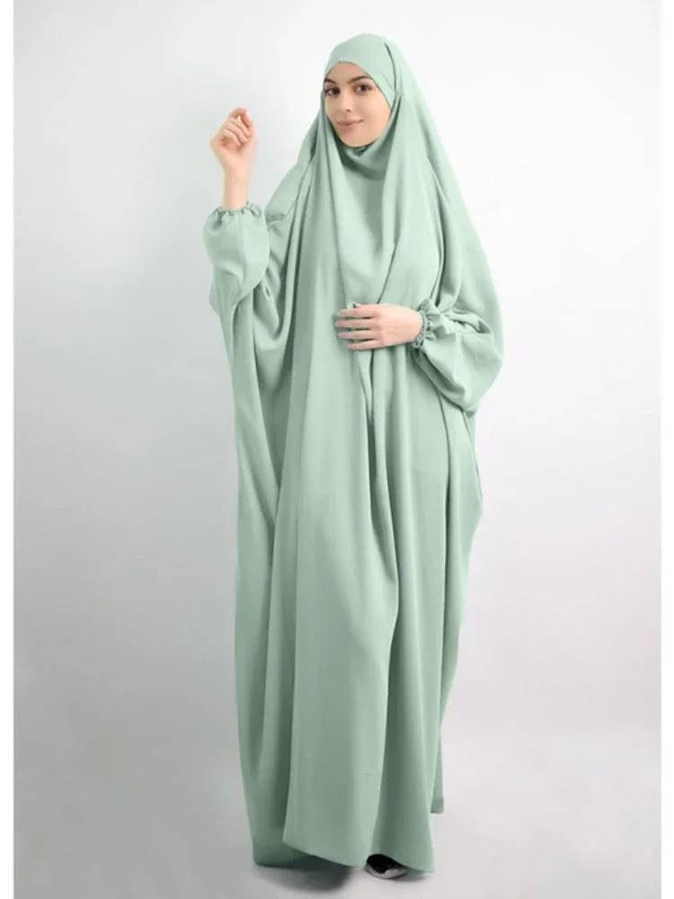 Eid Hooded Abaya Muslim Women Prayer Garment Hijab Dress Arabic Overhead Khimar Abayas Kaftan Ramadan Gown Islamic Clothes Niqab