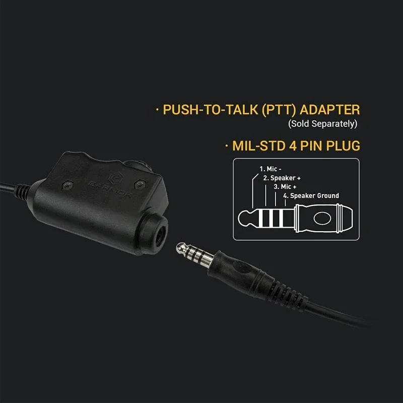 Original EARMOR M51 PTT Adapter Airsoft Tactical Headset Kenwood,ICOM (Optional)Plug for Baofeng Tactical Headset Accessory 5