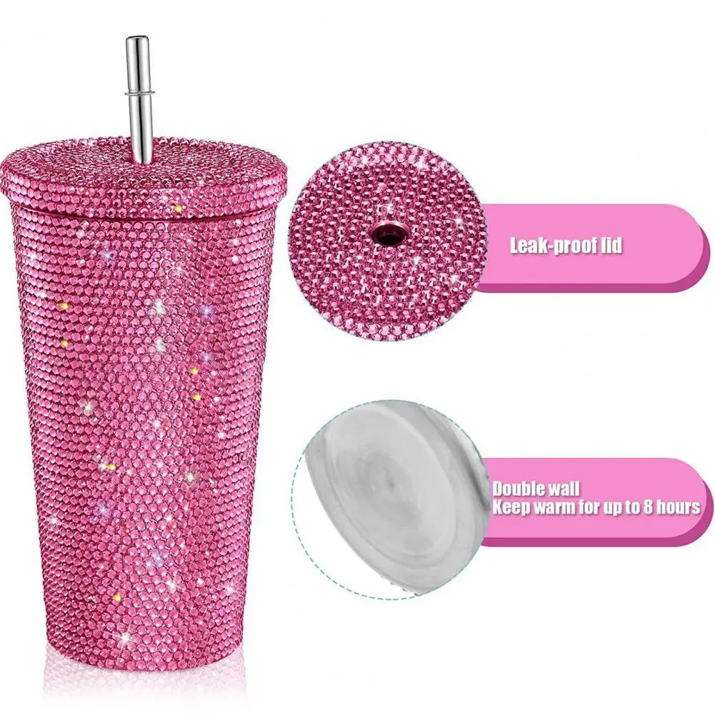 Handgemachte 16,9 UNZEN Bling Kaffee Tasse Diamant Vakuum Thermos Wasser  Flasche Auto Becher Becher Edelstahl Strass Tassen mit Deckel - AliExpress