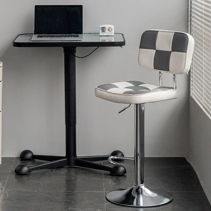 High Foot Dining Chairs Lift Rotation Bar Chair PU Cushion Counter Stools Stable Load Bearing Front Desk Seats