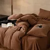 Cotton Linen Ultra Soft Comfortable 3Pcs Bedding set Solid Color 1Pc Duvet cover +2Pcs Pillowcases 2