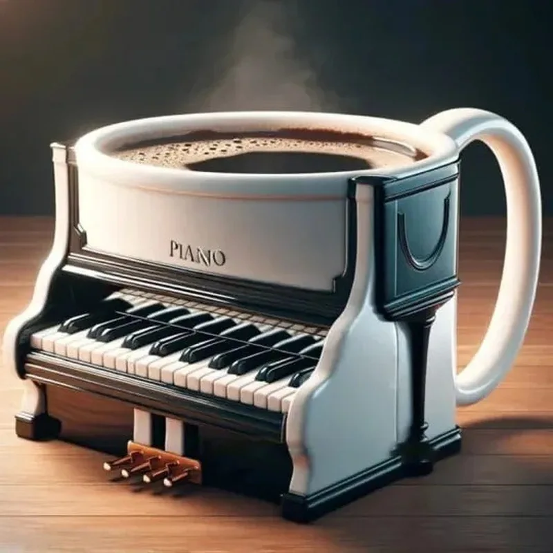 Premium Creative Coffee Mug - Unique Musical Instrument Design, High-End Gift & Desktop Ornament