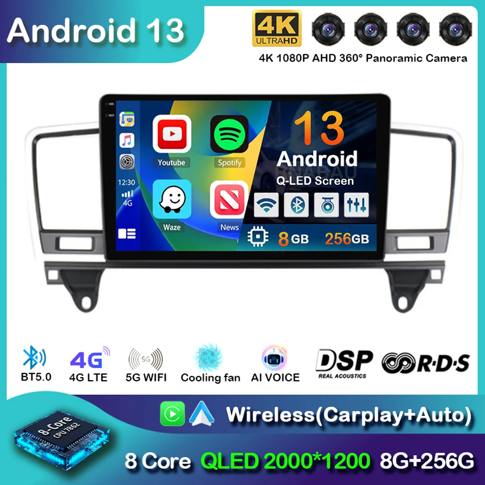 

Автомагнитола на Android 14 для Mercedes-Benz M-Class M Class W166 ML 2011-2015, мультимедийный видеоплеер, навигация GPS, стерео 2din