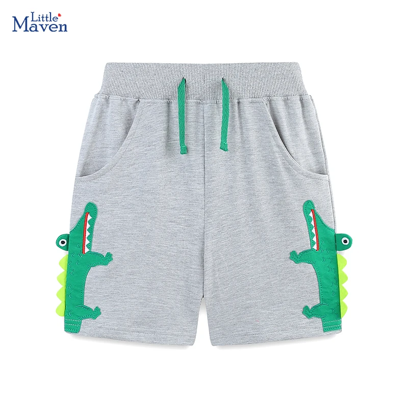 Little maven Children' Clothing Summer Baby Boys Embroidered Cartoon Crocodile Short Pants Cotton Soft Wear Kids 2-7 years
