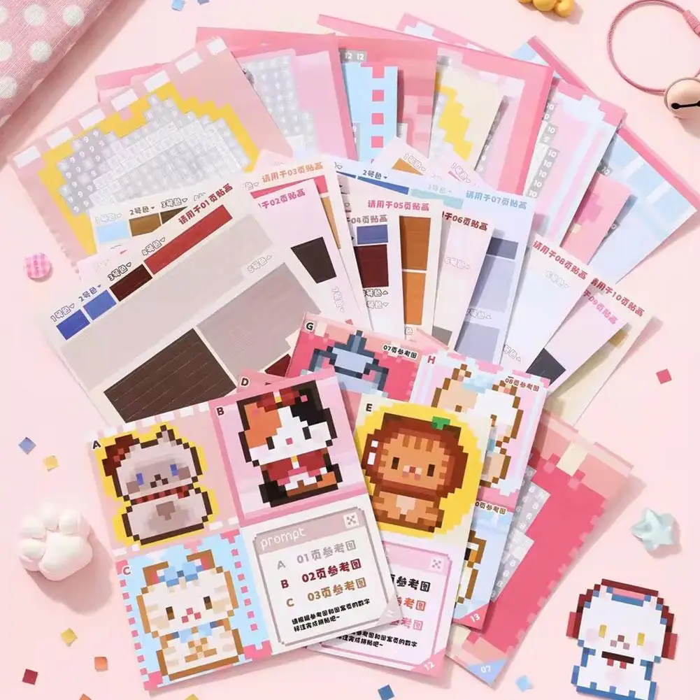 Vibrant Pixel Art Sticker Book: Creative Cartoon Collage & DIY Art Decor