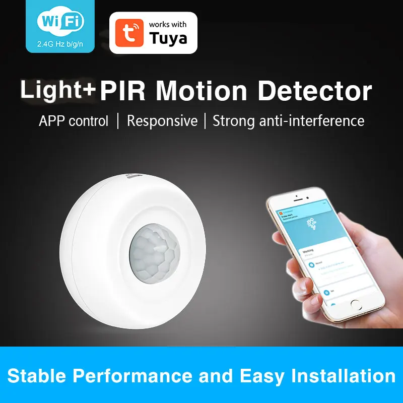 

Tuya WiFi Light + PIR Motion Sensor Smart Home Infrared Passive Detector Security Burglar Alarm Sensor Remote Via SmartLife App