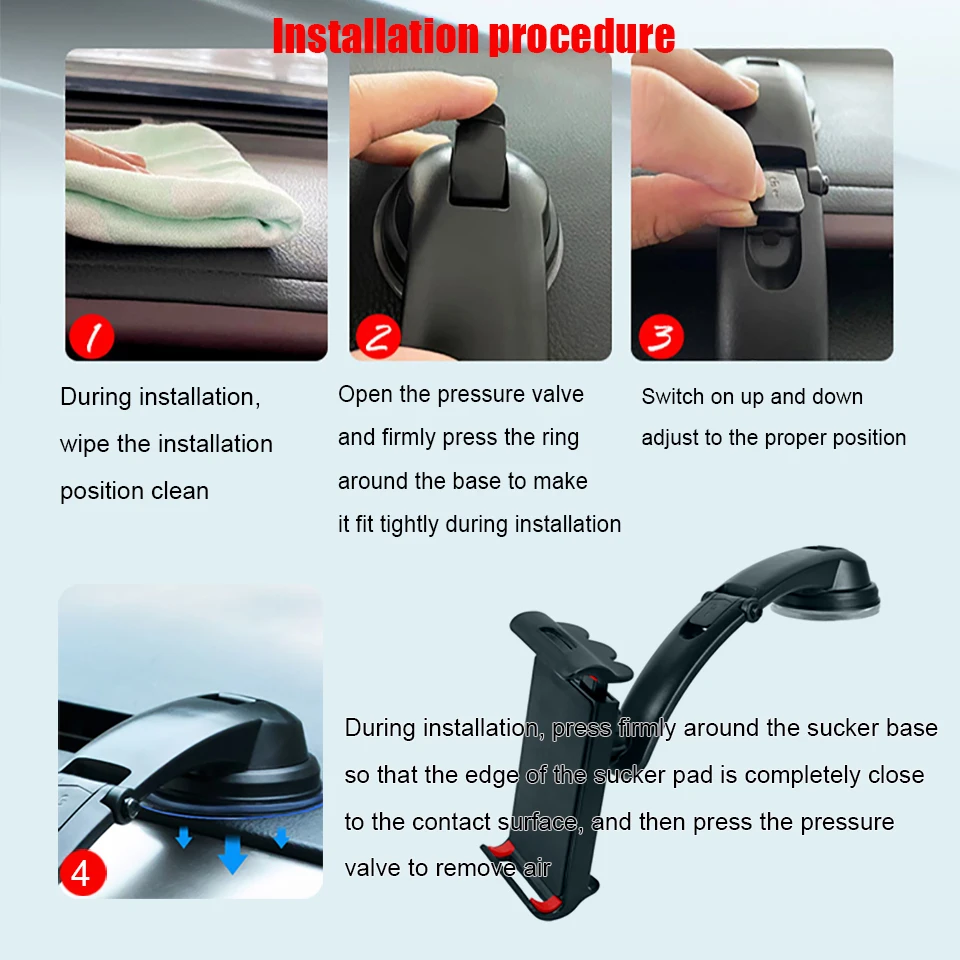Suporte de Tablet de Ventosa Ajustável Suporte para Celular Samsung Galaxy z Dobre Ipad Gps Montagem em Carro - Imagem 4