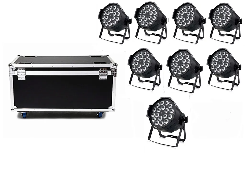 8 unids 18x18 w led par luces con 1 flight чехол uv 6 в rgbwa luz | Освещение