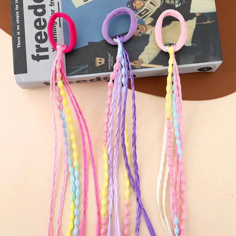 Geflochtene Perücke mit Pferdeschwanz und Stirnband für Kinder – Weiche Haarbänder aus Gummi im Lieferumfang enthalten – Schöne und einfach zu tragende Haaraccessoires für Mädchen – Detail 10