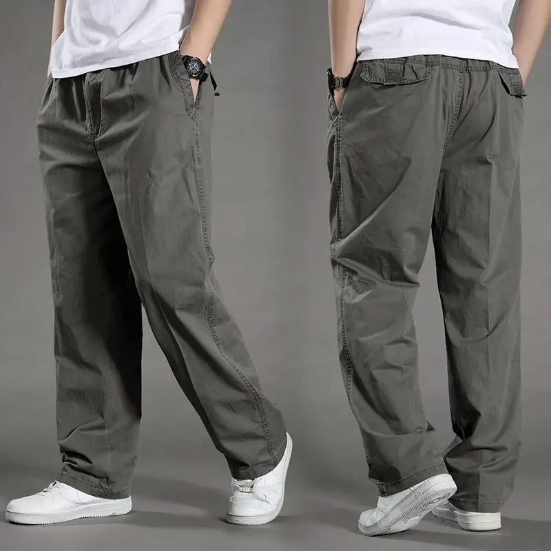 

Thin Straight Sweatpants Cotton Oversize Overalls Men's Outdoor Casual Multi Pocket Long Pants Comfortable Simple Autumn Winter