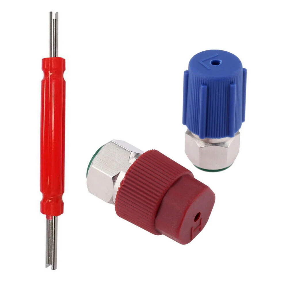 A/C Adapter Air Conditioning Conversion Valve Core CCaps Kit R12 To R134a With Removal Tool Retrofit Valve Fittings