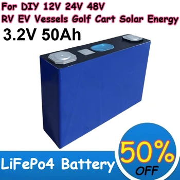 Batteria LiFePo4 3.2V 50Ah per fai da te 12V 24V 48V RV EV Imbarcazioni Golf Cart Energia Solare Batterie ricaricabili al litio ferro fosfato