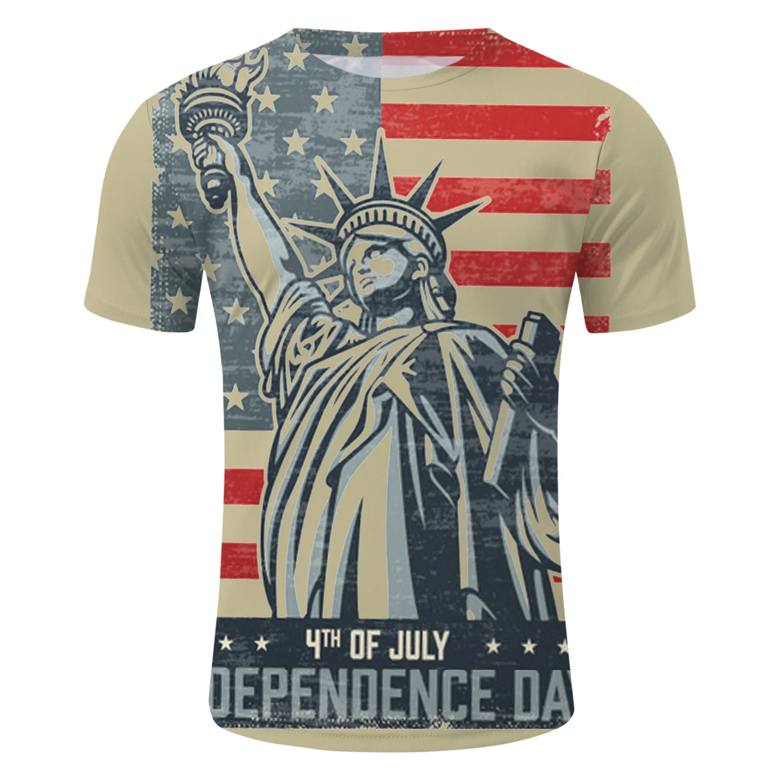 

2022 Summer 4th of July Independence Day Short Sleeve Men's 3D Printed Skull Flag Crew Neck Loose T-Shirt Boys Tops Jacket