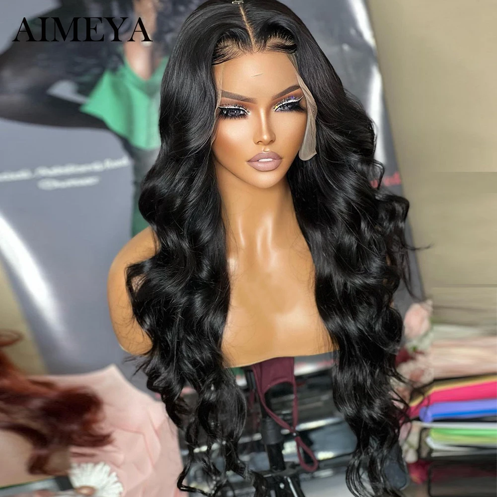 

AIMEYA Body Wave Synthetic Lace Front Hair Wigs for Women Black Hair Synthetic Lace Wig Natural Hairline Glueless Cosplay Used