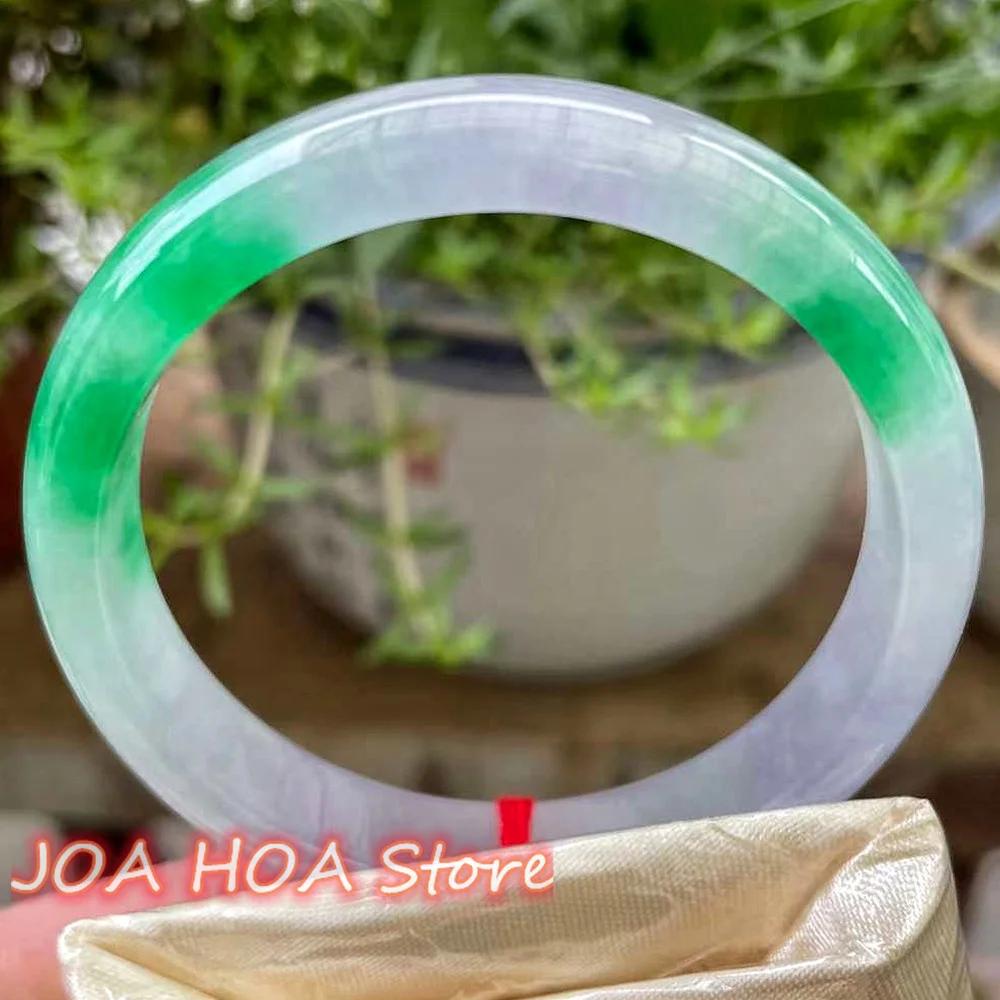 New Natural Ice Glutinous Floating Green Flower Bracelet Original Ecological Pattern Bangle Superior Aura Handring Fine Jewelry