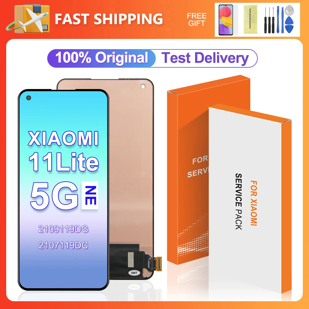 

11lite 5G NE 6.55" Original For Xiaomi Mi 11 lite 5G NE 2109119DG LCD Touch Display Screen Digitizer Assembly Replacement Parts