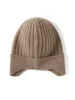 Cashmere Knit Earflap Caps Ribbing Thick Beanies 2023 Winter Vintage Hat Soft Hat Wool Blend Warm Hair Bonnet for Women Men 5