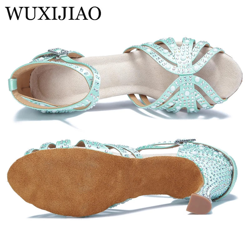 Latin dance shoes women's rhinestone party shoes ballroom dancing shoes training salsa performance shoes women's wedding sandals