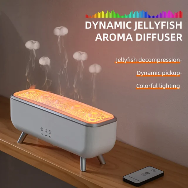 300ml Aroma Diffuser Five Nozzles Colorful Lighting Humidifier 2 Mist Modes Dancing Jellyfish Aromatherapy Diffuser for Bedroom 2
