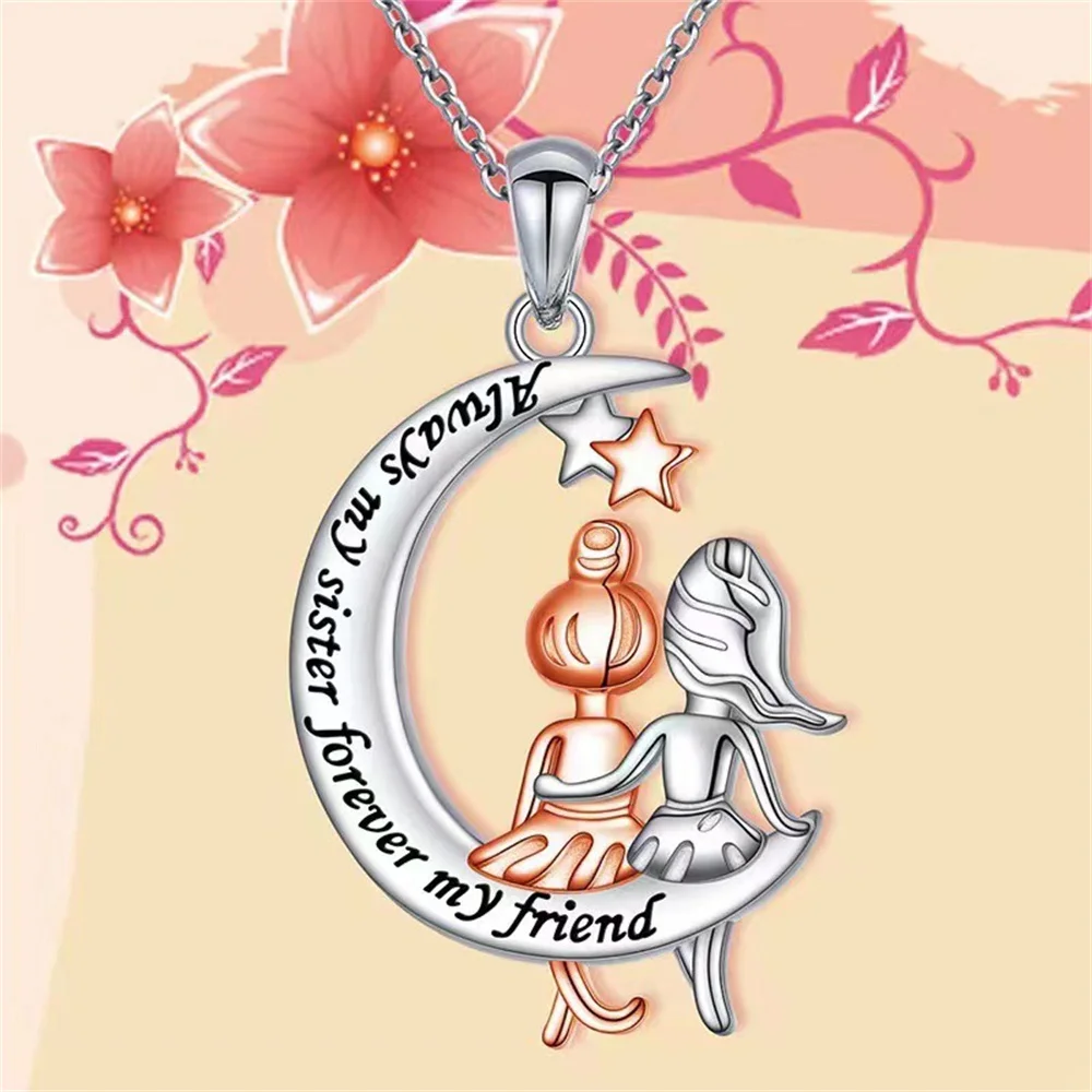 RVM Jewels I Love You To The Moon And Back Sister Silver Gold Pendant  Necklace Rasksha