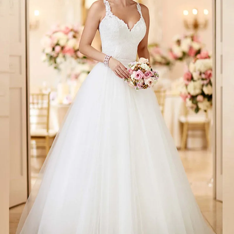 Detachable Wedding Dresses See Through Back Bridal Gowns Lace Appliques Sleeveless Beach Vestidos De Mariee