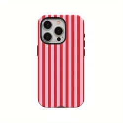 Luxury Double - Layer Pink Striped Phone Case with Fashion Design - iPhone 14 Plus (FLR - 307FL69112A1)
