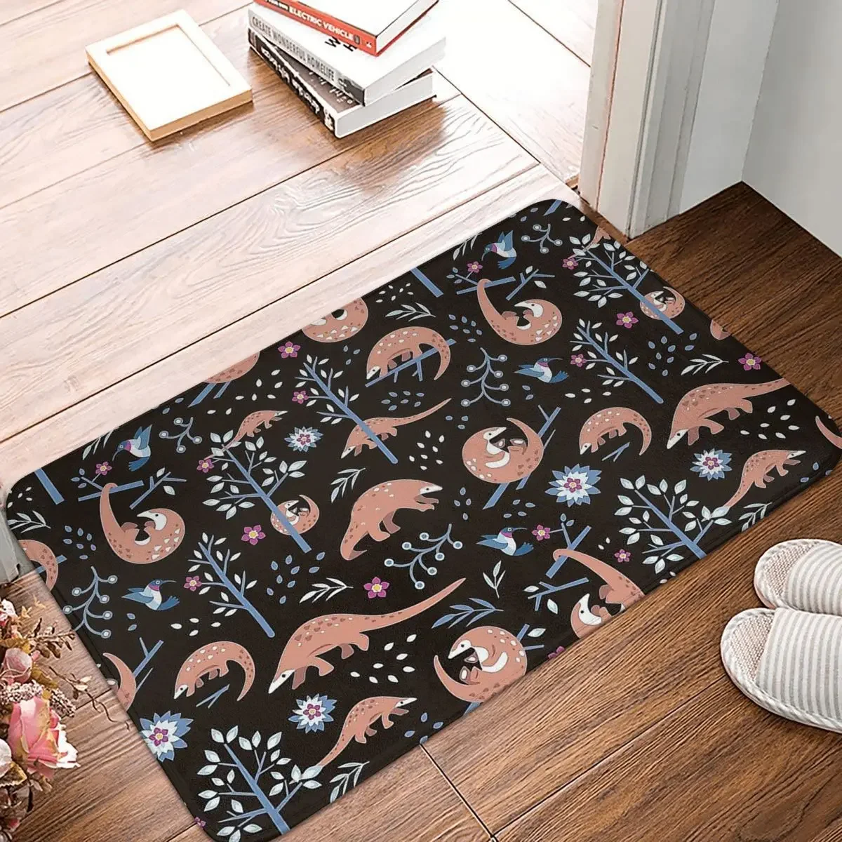 

Tropical Leaves Beach Non-Slip Carpet Cute Pangolin Pattern Forest Pattern Doormat Living Room Bath Mat Entrance Door Decor Rug