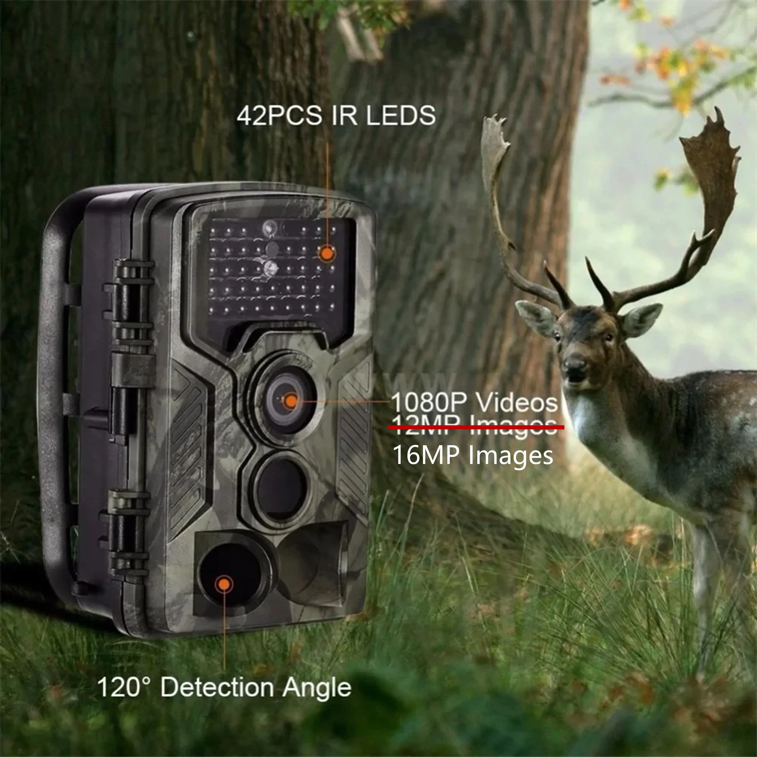 SunTekCam 20MP 3PIRs Hunting Trail Camera with Night Vision 42 IR LEDs IP65 Waterproof Wildlife Trap