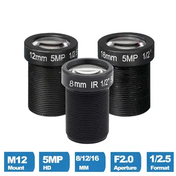Obiettivo CCTV HD 5MP 8mm/12mm/16mm 1/2.5 "Scheda IR M12x0.5 MTV View 20M/30M/50M per telecamera IP di sicurezza