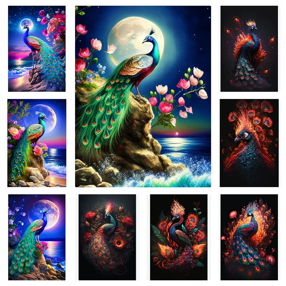 New Arrival Diy Diamond Painting Peacock Full Mosaic Fantasy Animals Diamond Embroidery Wall