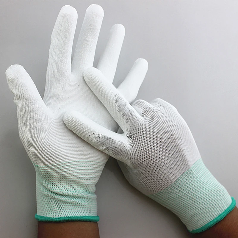 Antistatic Gloves 1pair Anti Static ESD Electronic Working Gloves Pu Coated Palm Coated Finger PC Antiskid For Finger Protection antistatic gloves