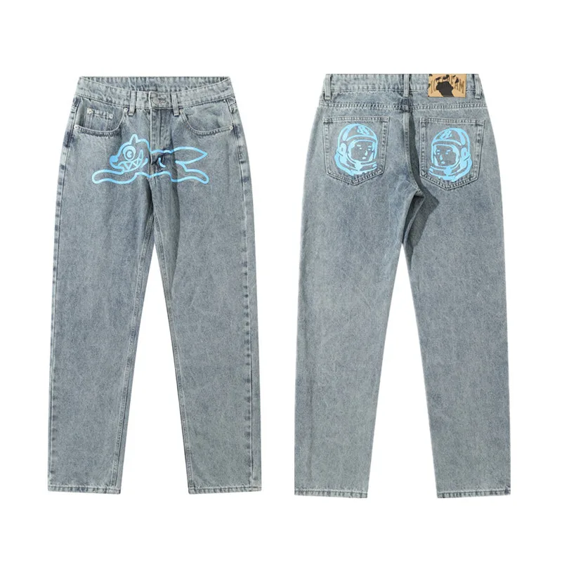 2024 Cyber Y2K Fashion Flying Dog Printed Baggy New Jeans Pants For Men Designer Clothes Luxury Kanye Straight Cowboy Trousers 3