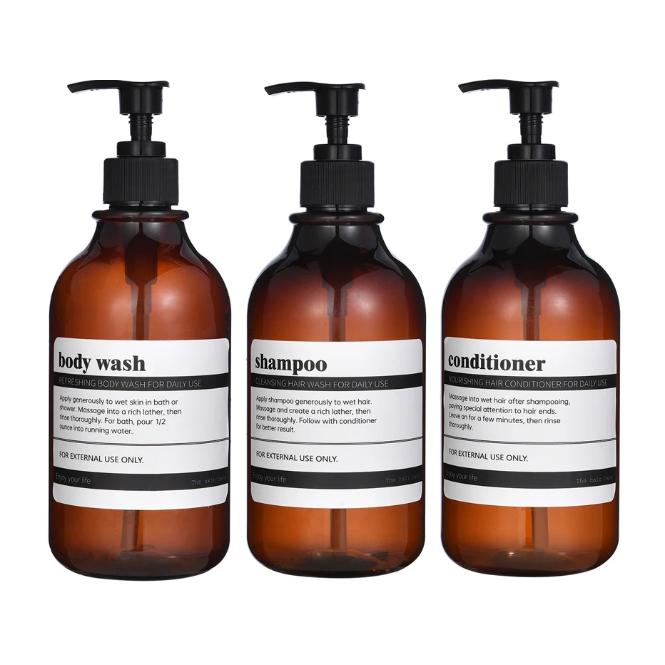 Reusable White Apothecary Dispenser Bottle for Shampoo, Conditioner, and Shower Gel