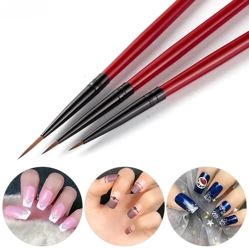 3Pcs/Set Nail Art Liner Painted Brush 3D Ultra-Thin French Stripe Nail Art Liner Brushes 5/7/11mm DIY UV Gel Tips Manicure Tool
