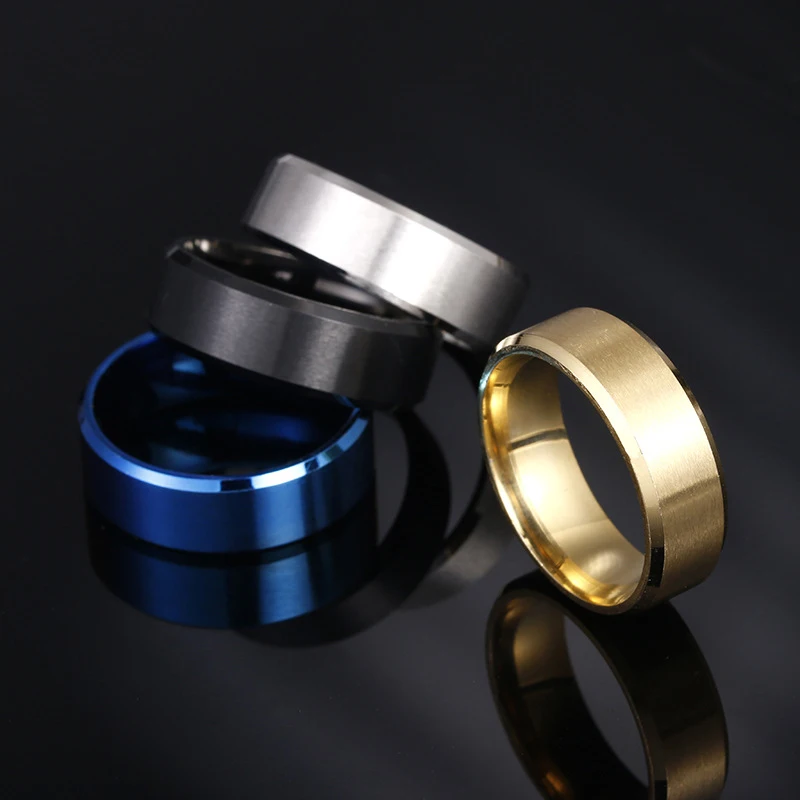 4 kolory klasyczna 8mm męska powierzchnia pierścieniowa szczotkowana prosty pierścień ze stali nierdzewnej dla kobiet obrączka par akcesoria jubilerskie