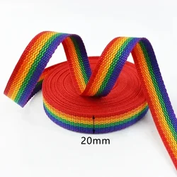 Vibrant Rainbow Polyester Webbing Nylon Ribbon for Crafting and Accessories (Rainbow - 20mm)