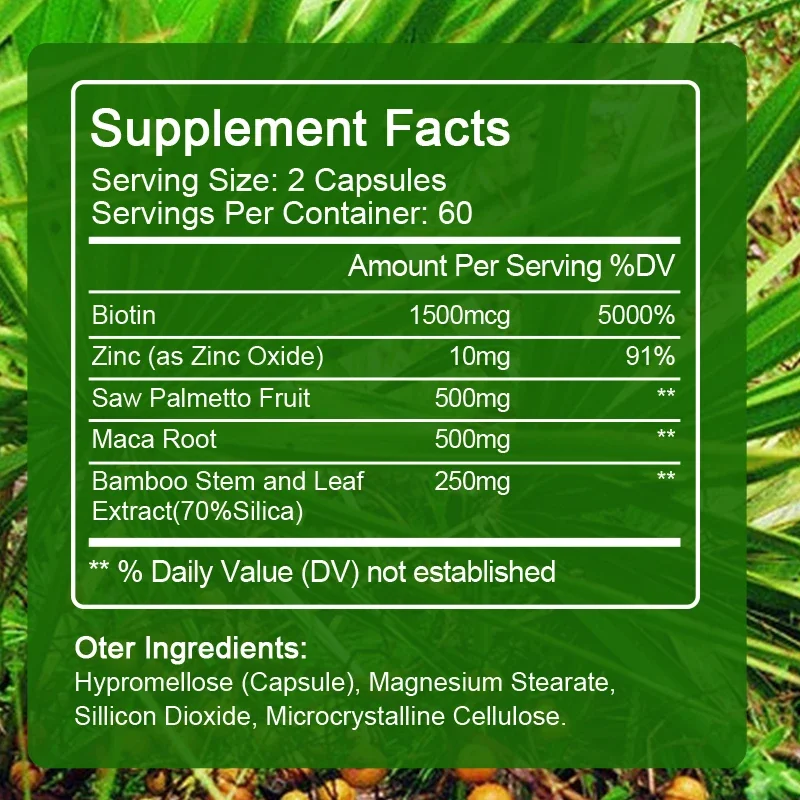 BBEEAAUU Biotin Saw Palm Capsule for Man Prostate Health with Biotin for Hair Growth Men's Health Urinary Tract