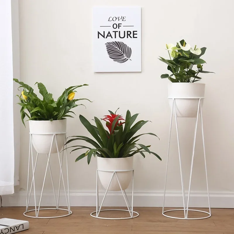 Scandinavian Metal Art Plant Holder Sleek Minimalist Design Light Luxury Greenery Stand for Balcony and Living Space