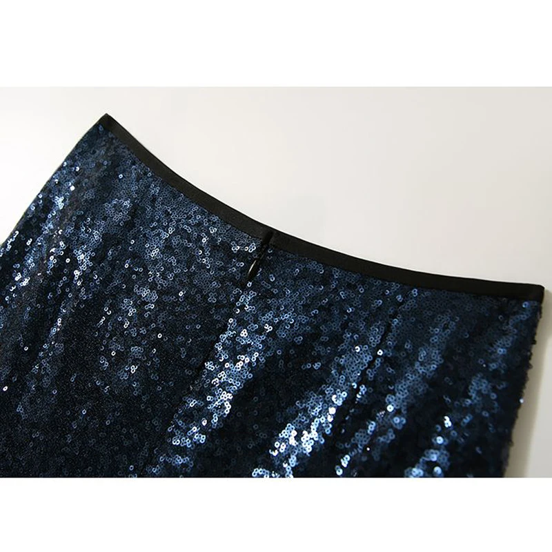 Women's Korean Fashion Sequins Elegant Chic High Waist Midi Skirt Office Lady Casual Commuter Slim A-Line Skirts Ropa Para Mujer
