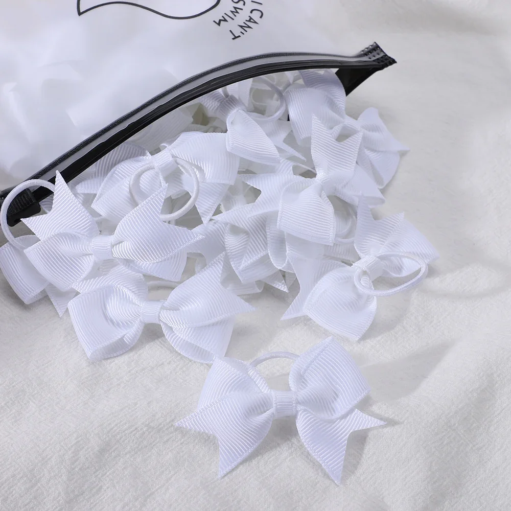 10Pcs/lot Grosgrain Ribbon Pigtail Hair Bows Elastic Hair Ties Hair Bands Holders Girls Baby Hair Accessories for Baby Infants 6